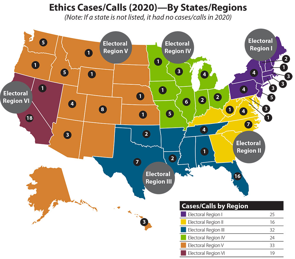 2020 Ethics Cases by Region